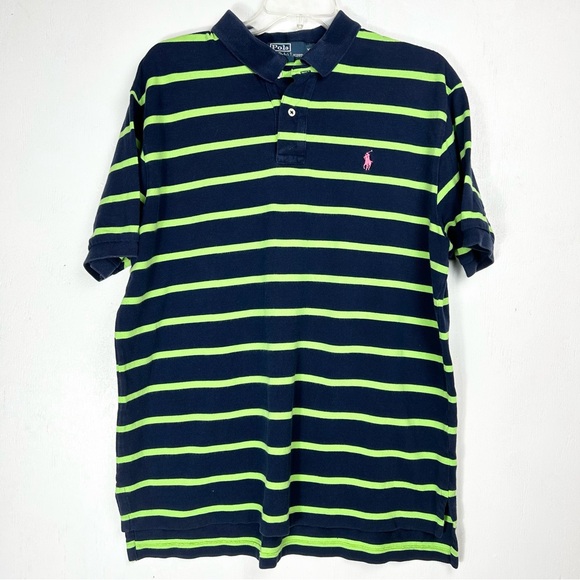 Polo Ralph Lauren’s | men’s blue and green striped polo shirt collared XL - Picture 2 of 15